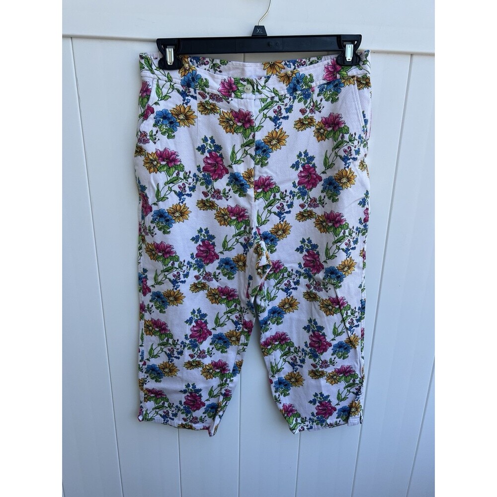 Koret Floral Print Capri Pants Women's L/XL Pull On Stretch 32W